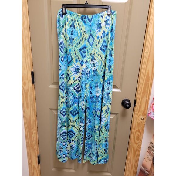 NWT New Directions Pant Suit, Large in Blue/Green Tribal Print - Picture 2 of 10